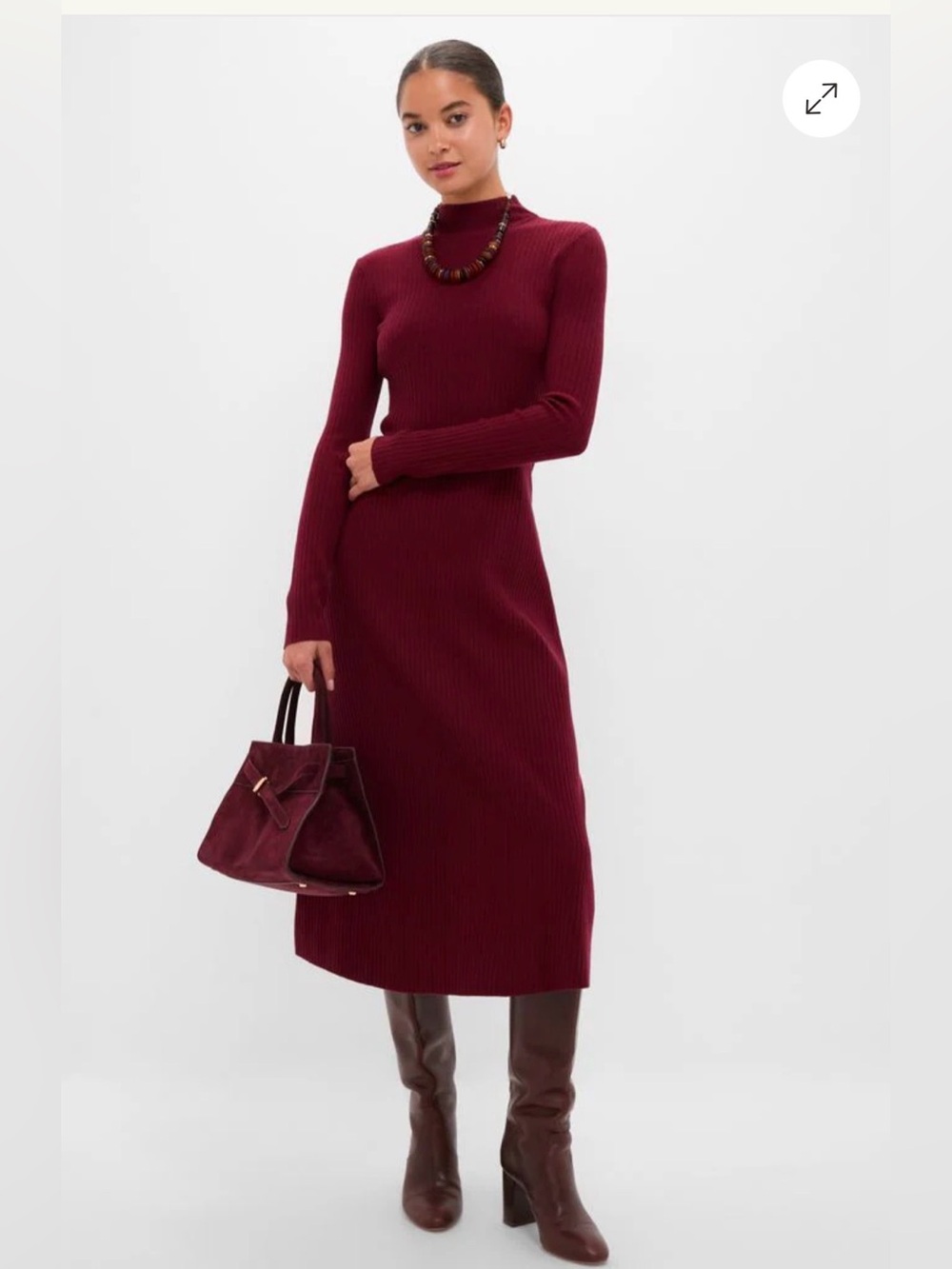 NWT Hyacinth House Oxblood Knit Conrad Midi Swing Dress Sz S